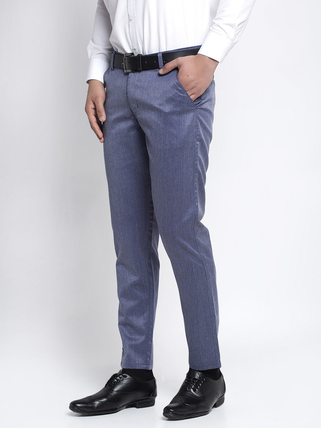 Jainish Men's Blue Cotton Solid Formal Trousers ( FGP 265Navy ) 