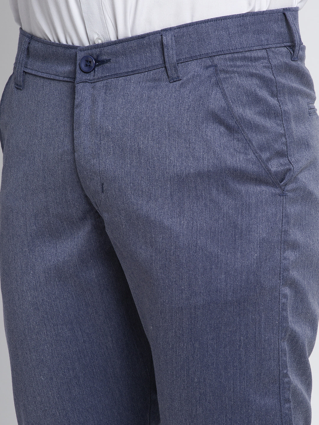 Jainish Men's Blue Cotton Solid Formal Trousers ( FGP 265Navy ) 