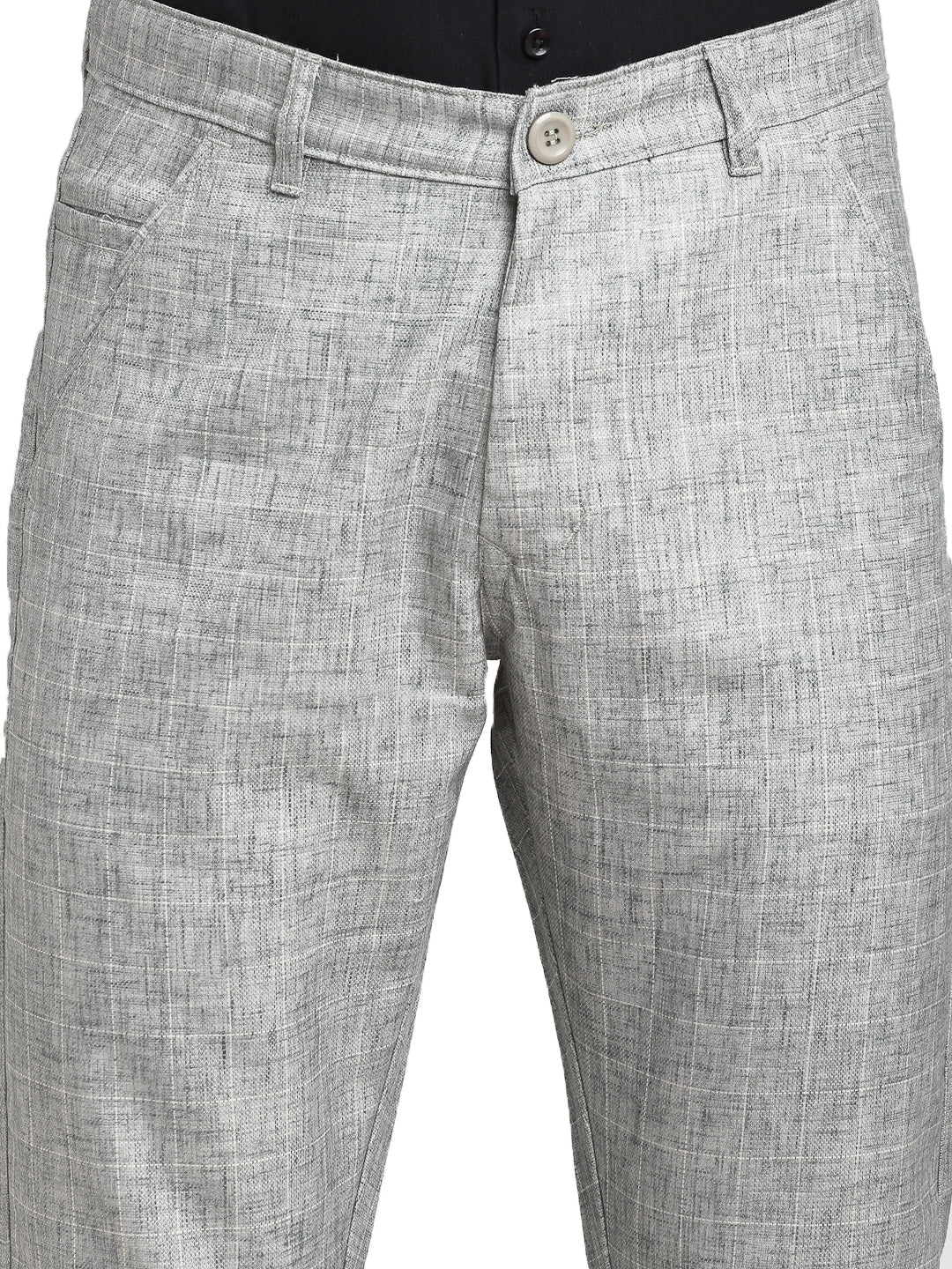 Jainish Men's Grey Cotton Solid Formal Trousers ( FGP 268Grey ) 