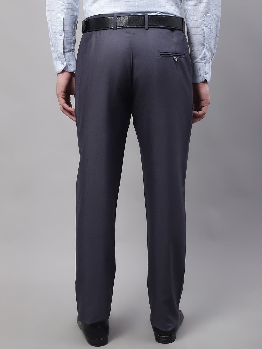 Jainish Men's Grey Tapered Fit Formal Trousers 