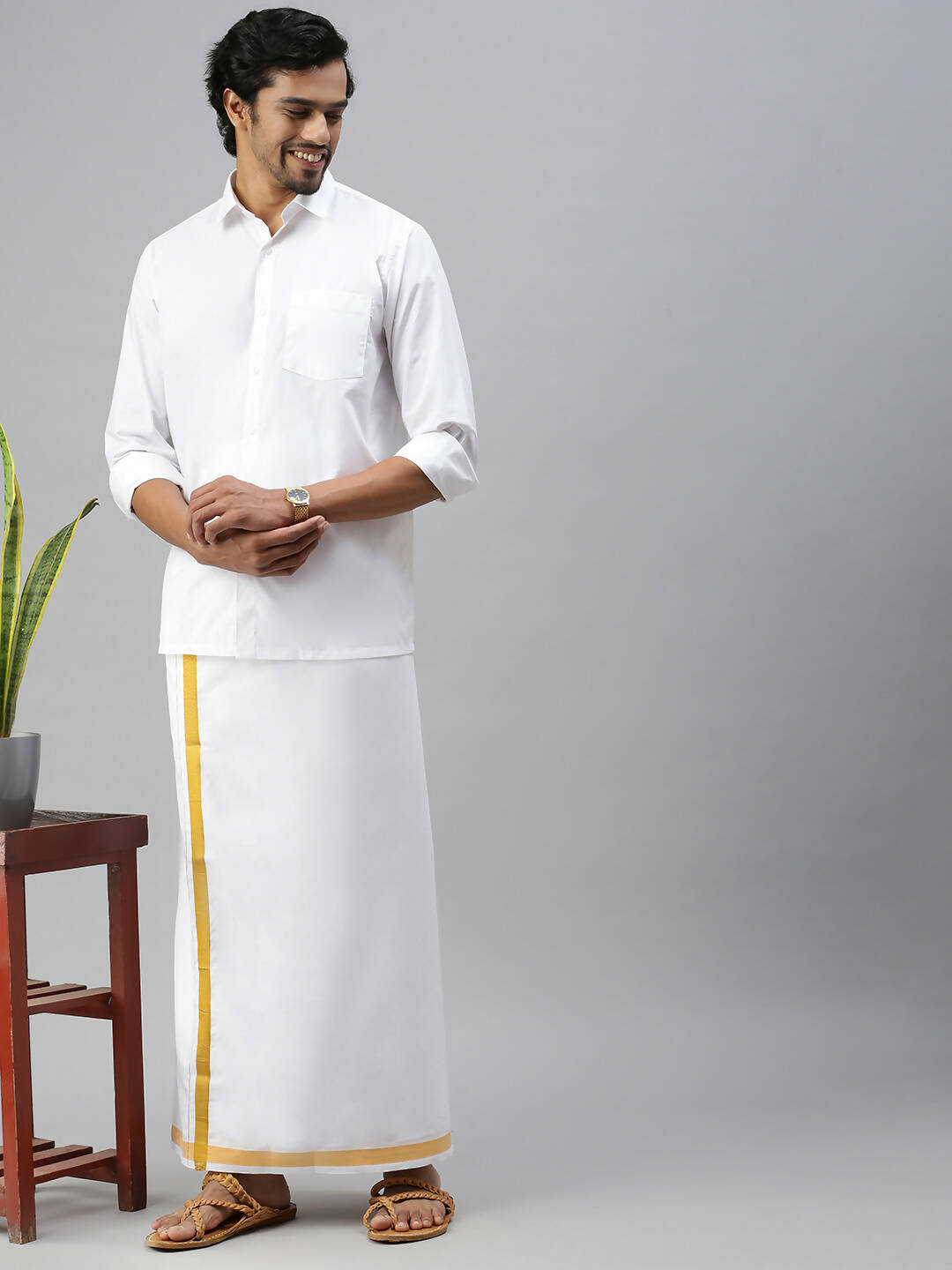 Ramraj Cotton Mens Full Sleeve White Shirt Plus Size - Soft Touch Cotton 