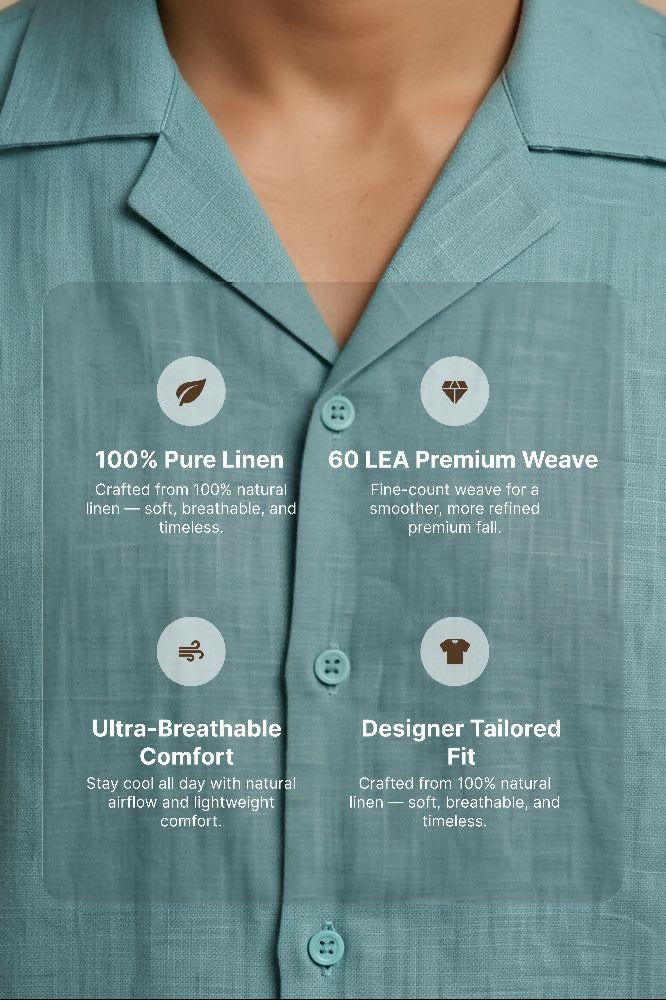 Seaform — Sea Green Linen Shirt by Hilo Design