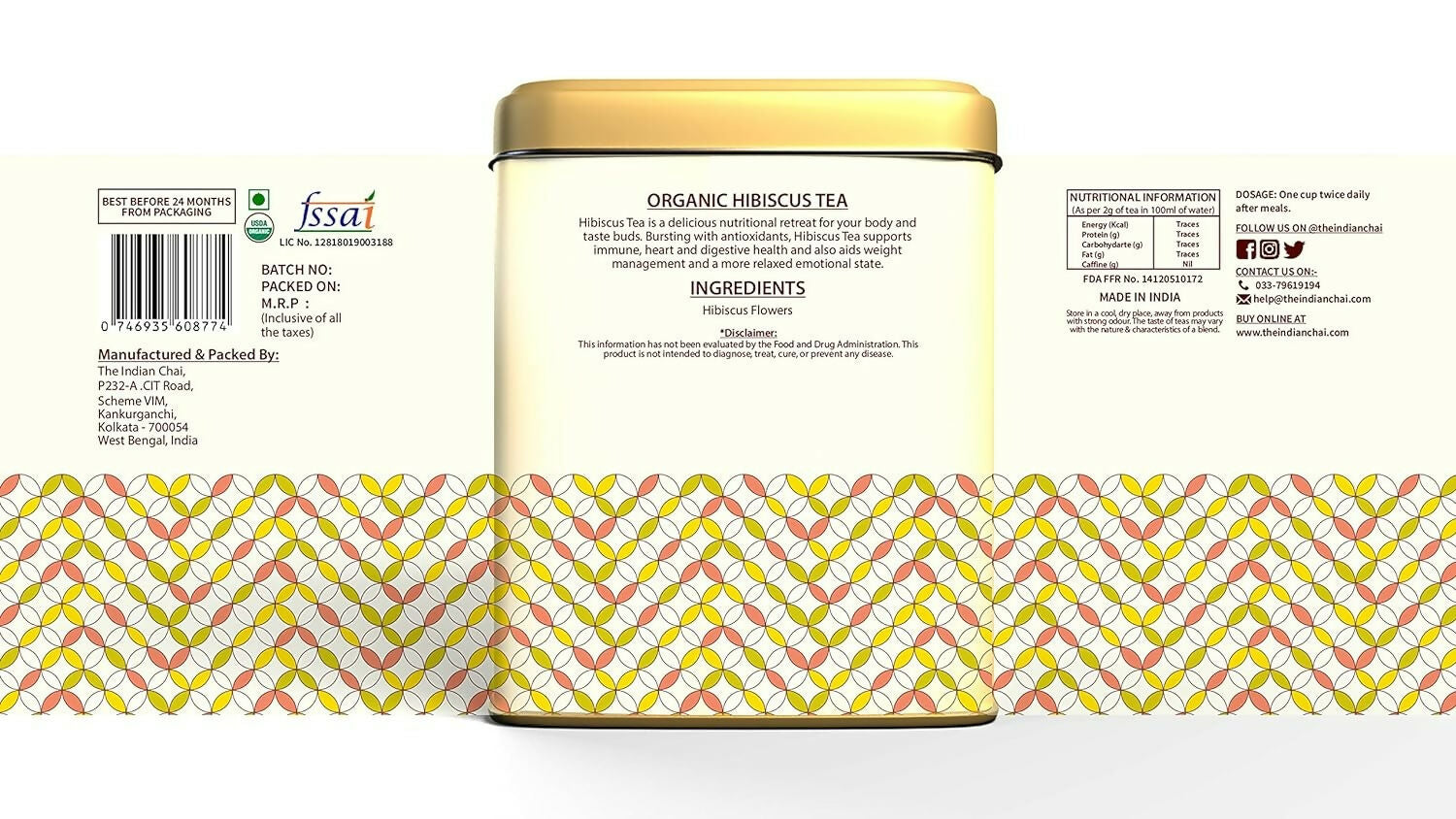 The Indian Chai - Organic Hibiscus Tea 30 Pyramid Tea Bags 
