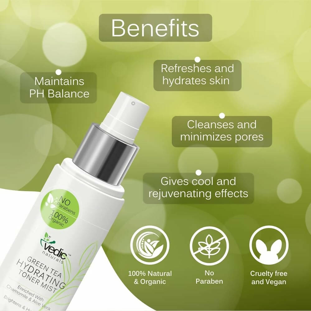 Vedic Naturals Green Tea Hydrating Toner Mist  Grab2Buy Vedic Naturals Grab2Buy