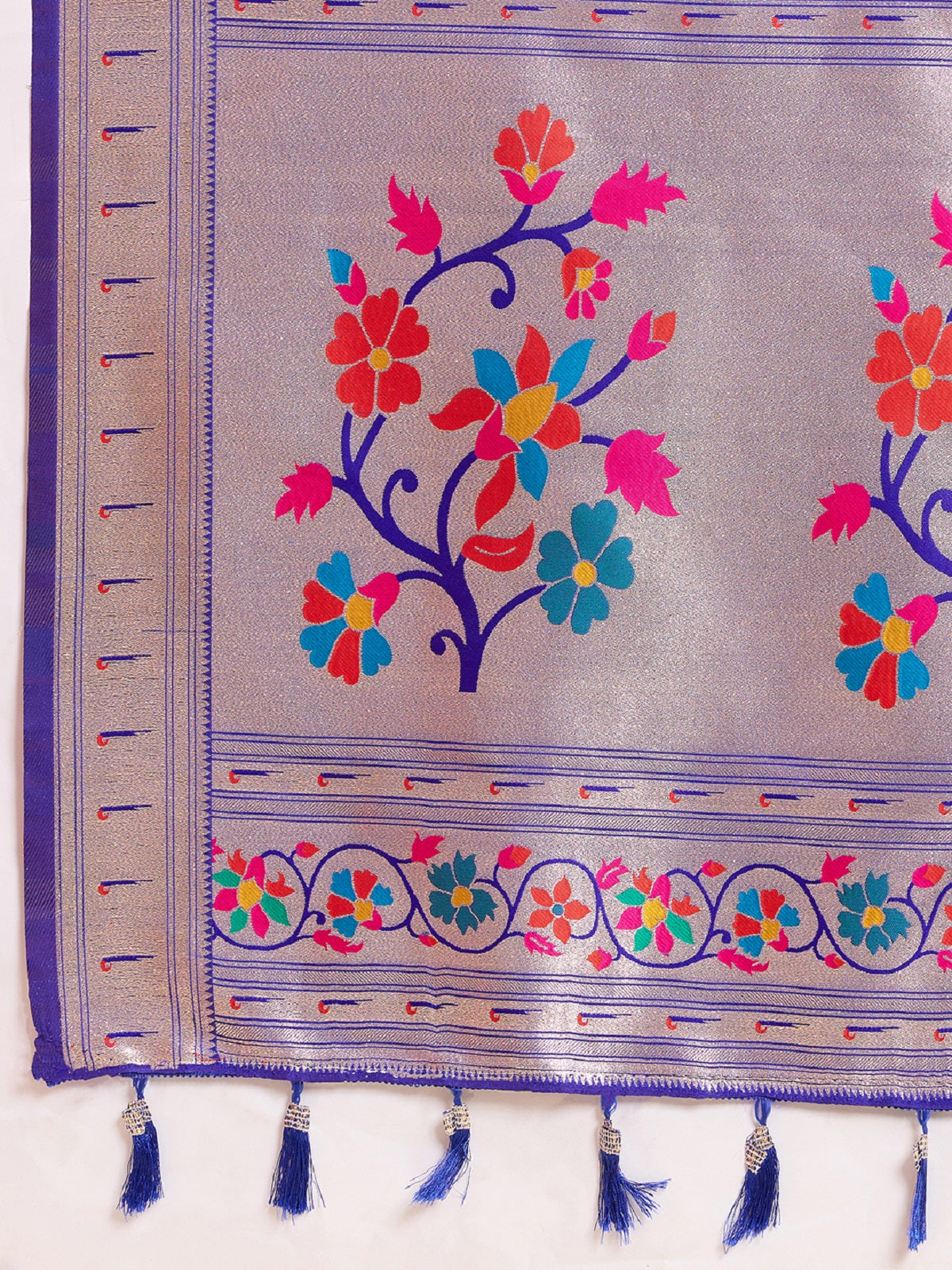 Dwija Fashion Purple Wedding Wear Woven Lotus Motif Work Pure Soft Silk Saree With Unstitched Blouse