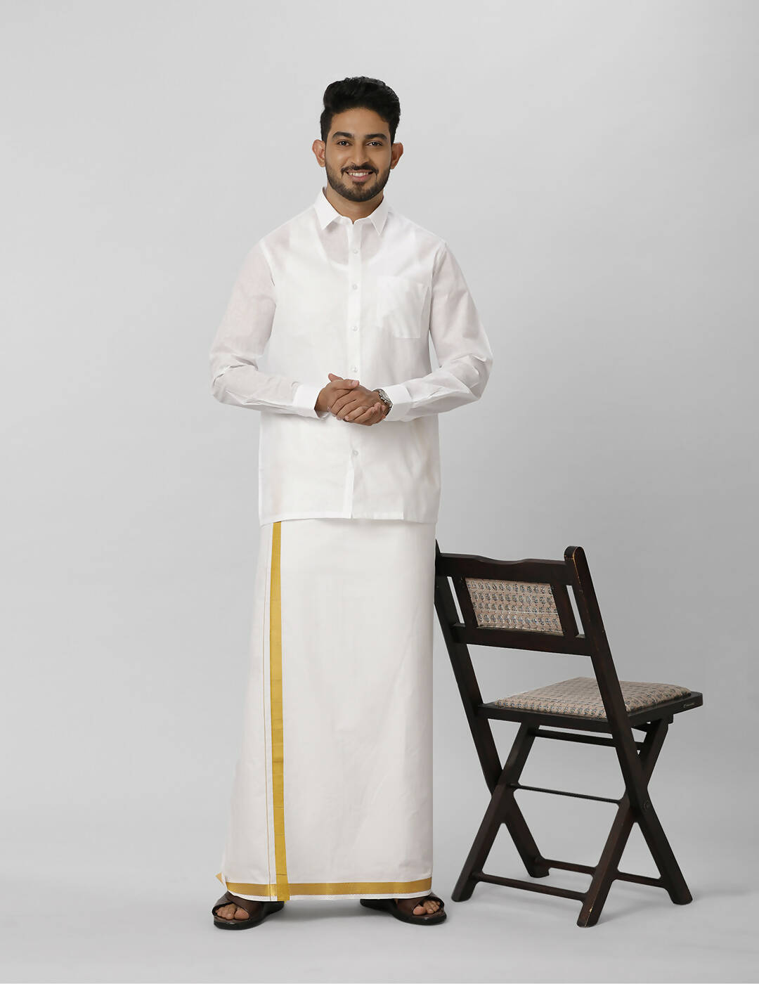 Ramraj Cotton Mens Full Sleeve Formal Poly Cotton White Shirt 