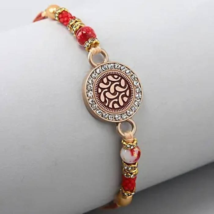 Meenakari Work Rakhi & Almond Treat Chocolate