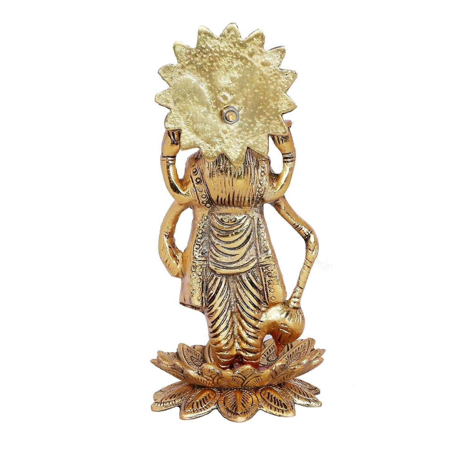 Kridaykraft Gold-Polished Narayan/Vishnu Standing On Lotus Metal Statue 