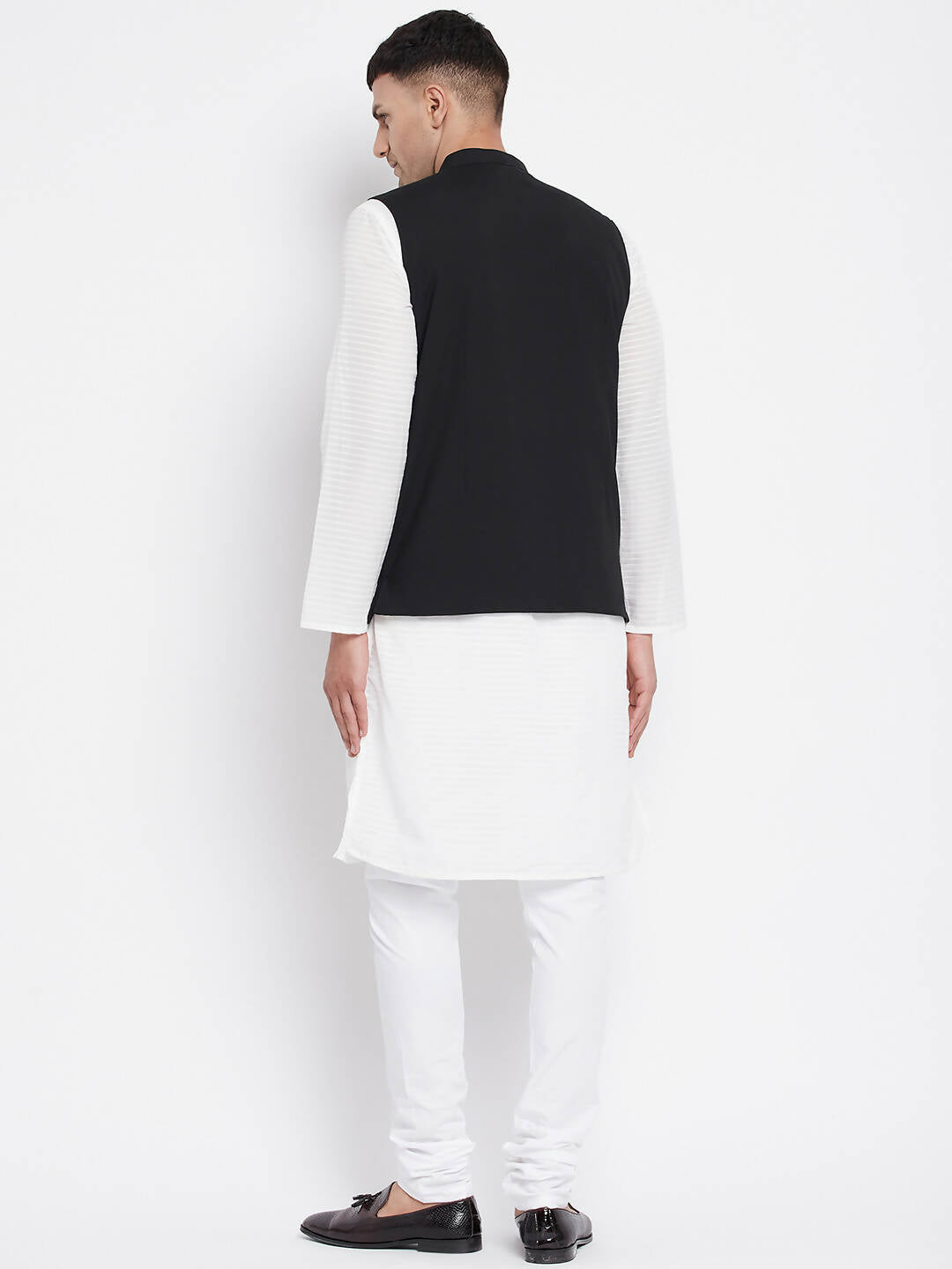 Even Apparels Black Pure Cotton Nehru Jacket With Eid Insignia PW668 