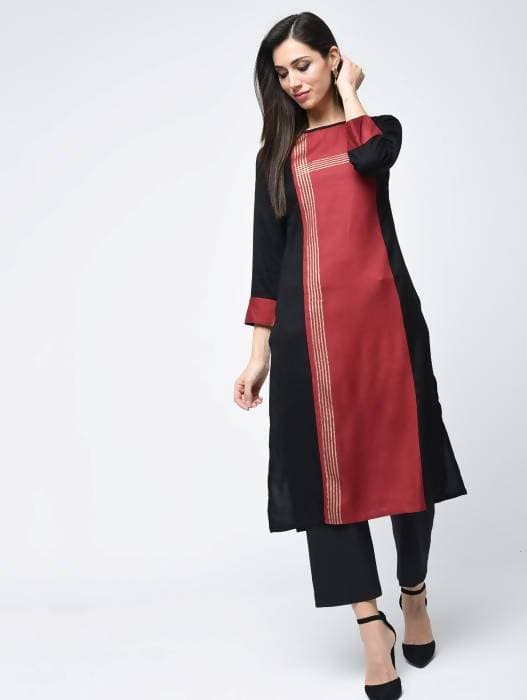 Aniyah Rayon Block Printed Red Color Straight Kurta (AN-115K) | Grab2Buy