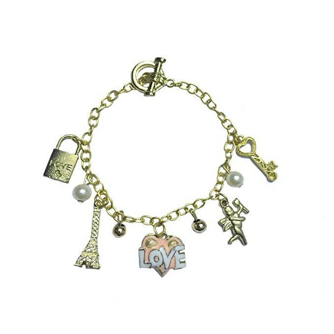 Tiaraa Pink Love Charm Bead Pearl Fashion Bracelet - Grab2buy