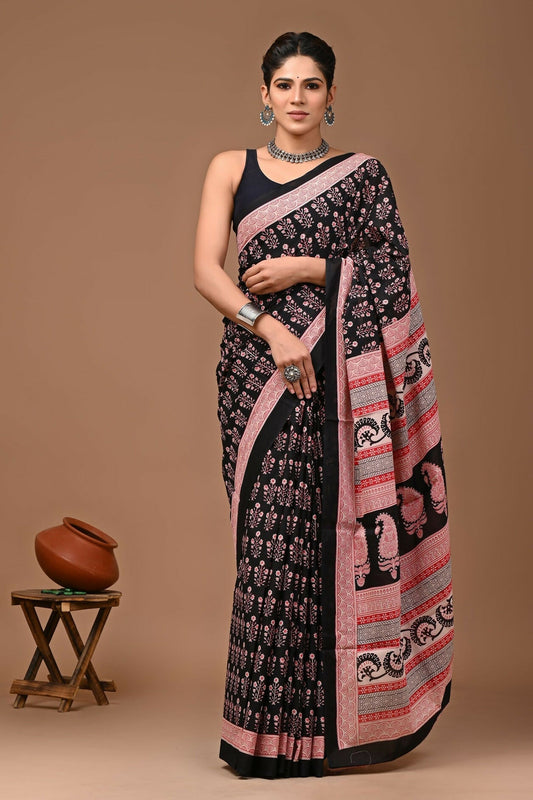 Exclusive Collection Black Multi Beautiful Mulmul Cotton Grab2Buy 