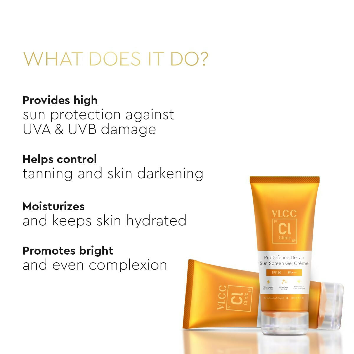 VLCC Clinic ProDefence De Tan SPF 50 PA+++ Sun Screen Gel Crème  Grab2Buy VLCC Grab2Buy