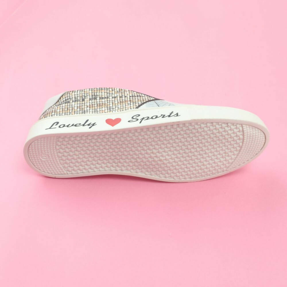 Tiny Bugs Girls Leaf Printed Slip Ons Sneakers - White  Grab2Buy Tiny Bugs Grab2Buy