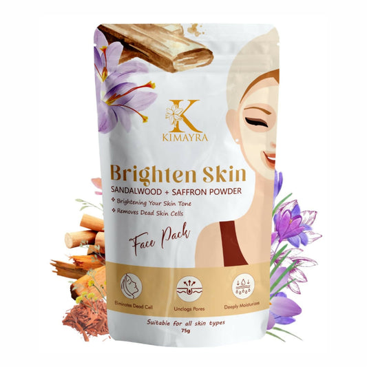 Kimayra Sandalwood + Saffron Face Pack Powder For Brighter Skin Tone, Helps In Anti-Ageing & Soothes Skin 