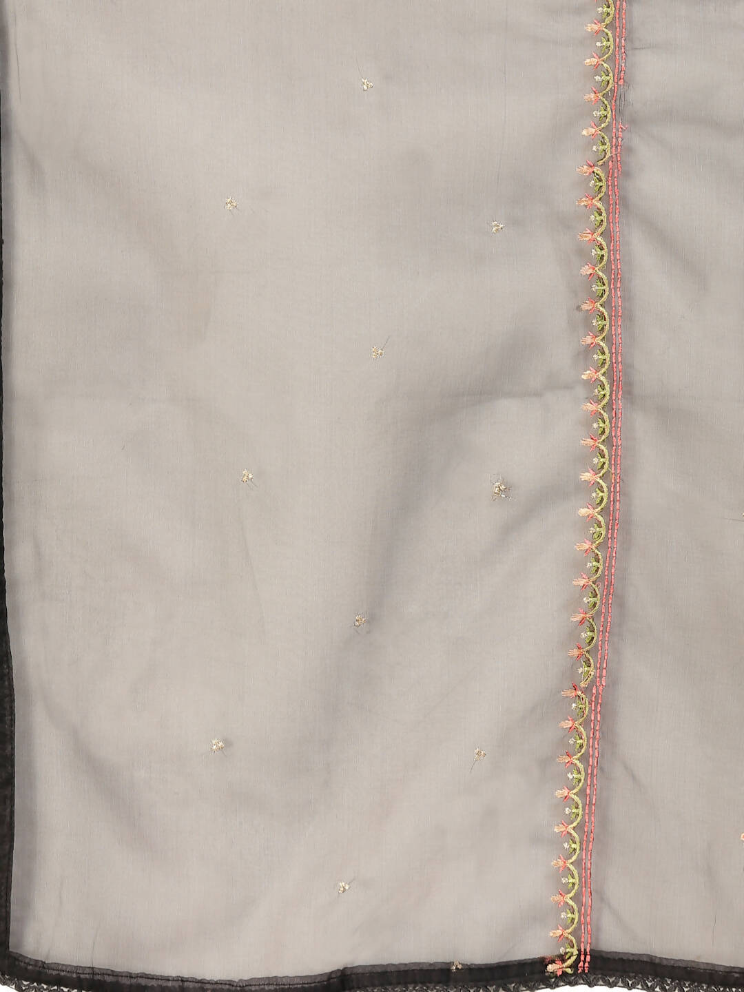 Black Embroidered Chinon Straight Kurta With Trouser & Dupatta - Salimar