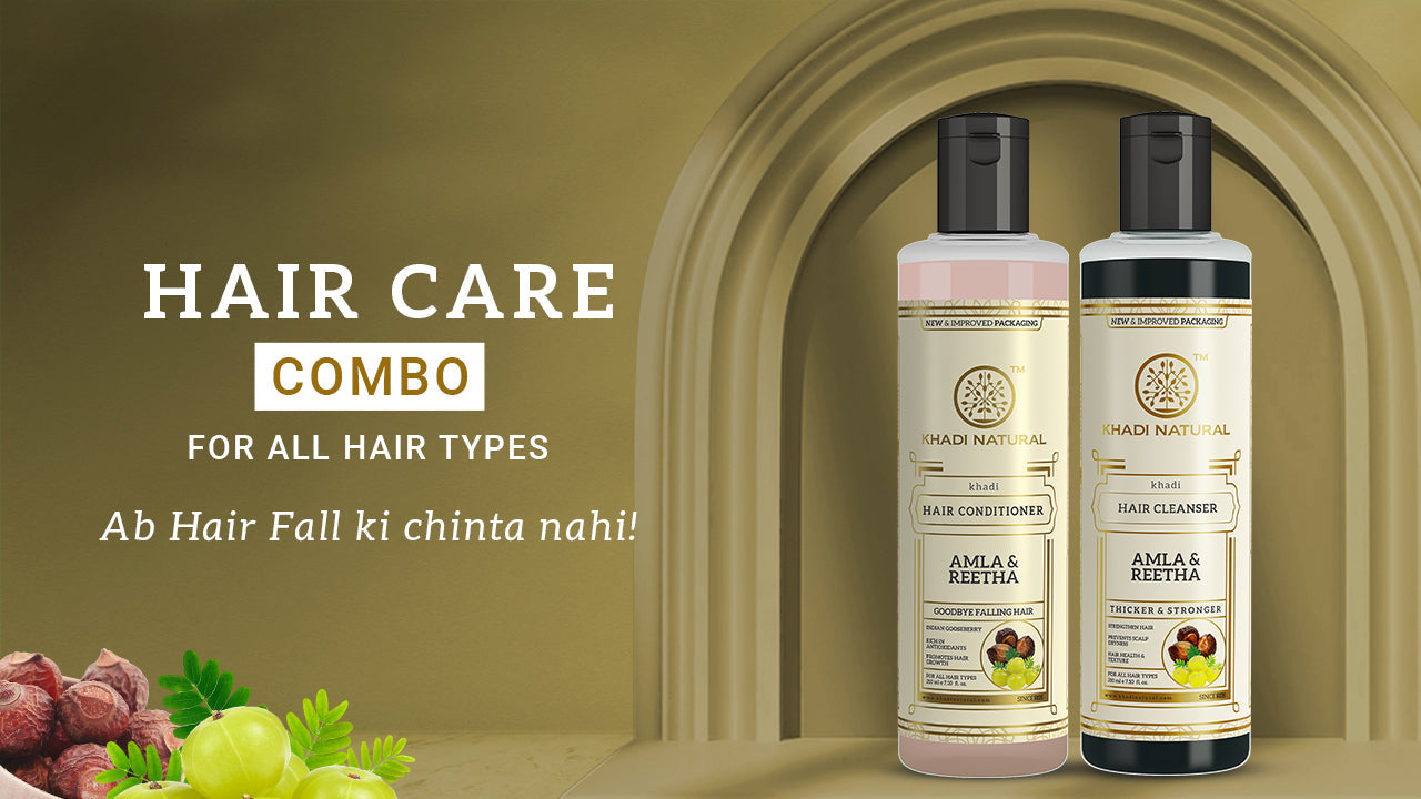 Khadi Natural Amla & Reetha Hair Cleanser & Conditioner Combo – Pack of 2 - 210ml Each 