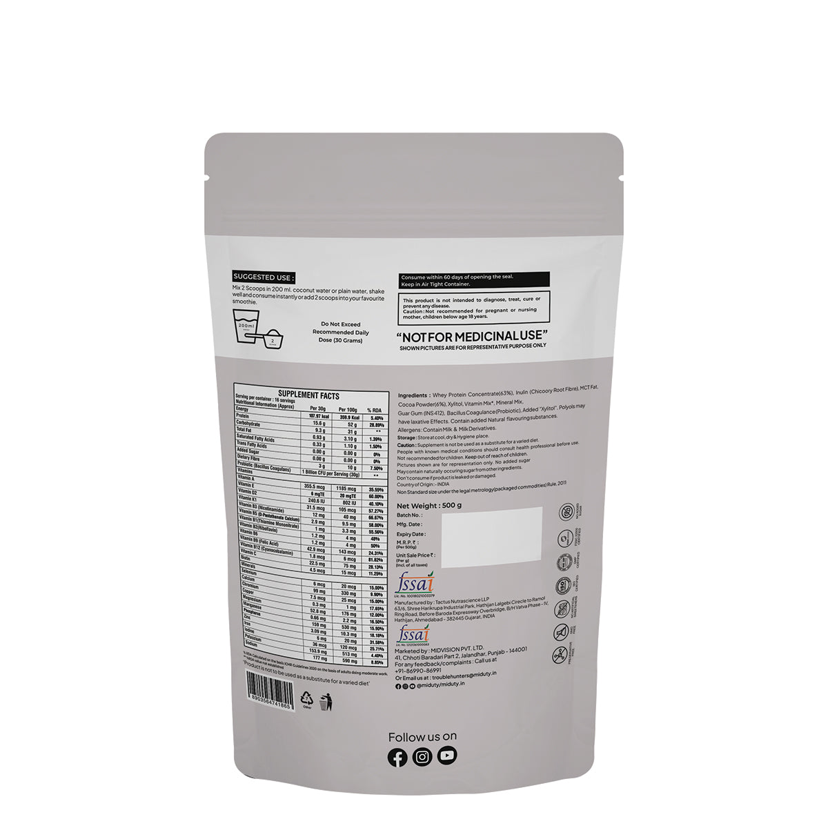 Miduty by Palak Notes Fit & Lean Protein Shake 