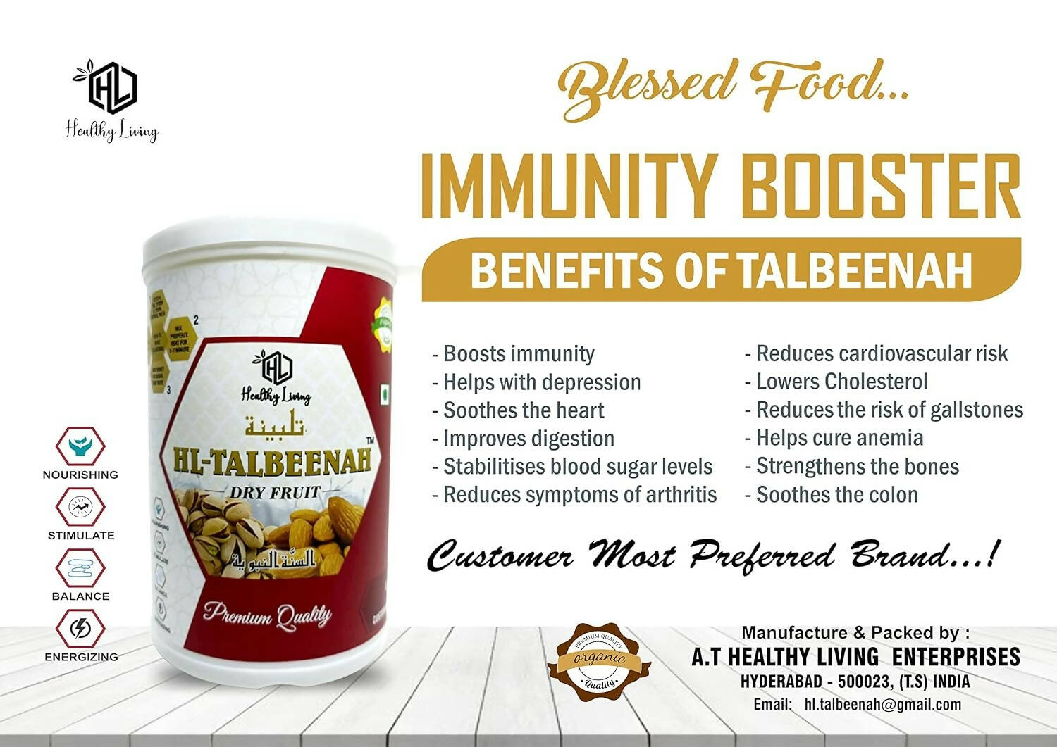 Healthy Living HL-TALBEENAH Dry Fruit/Healthy and Sunnah Diet for All Age Group - Grab2buy