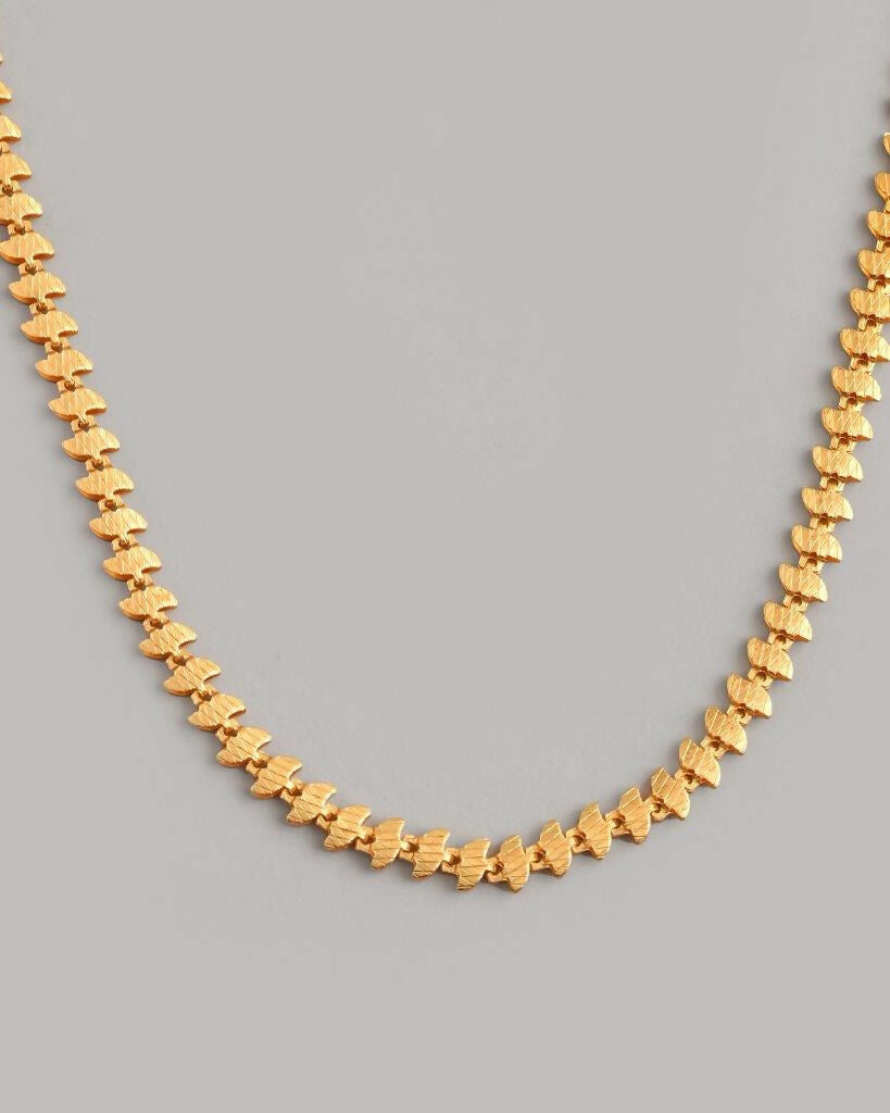 VOJ Gold-Polished Designer Leaf Shaped Chain For Men 