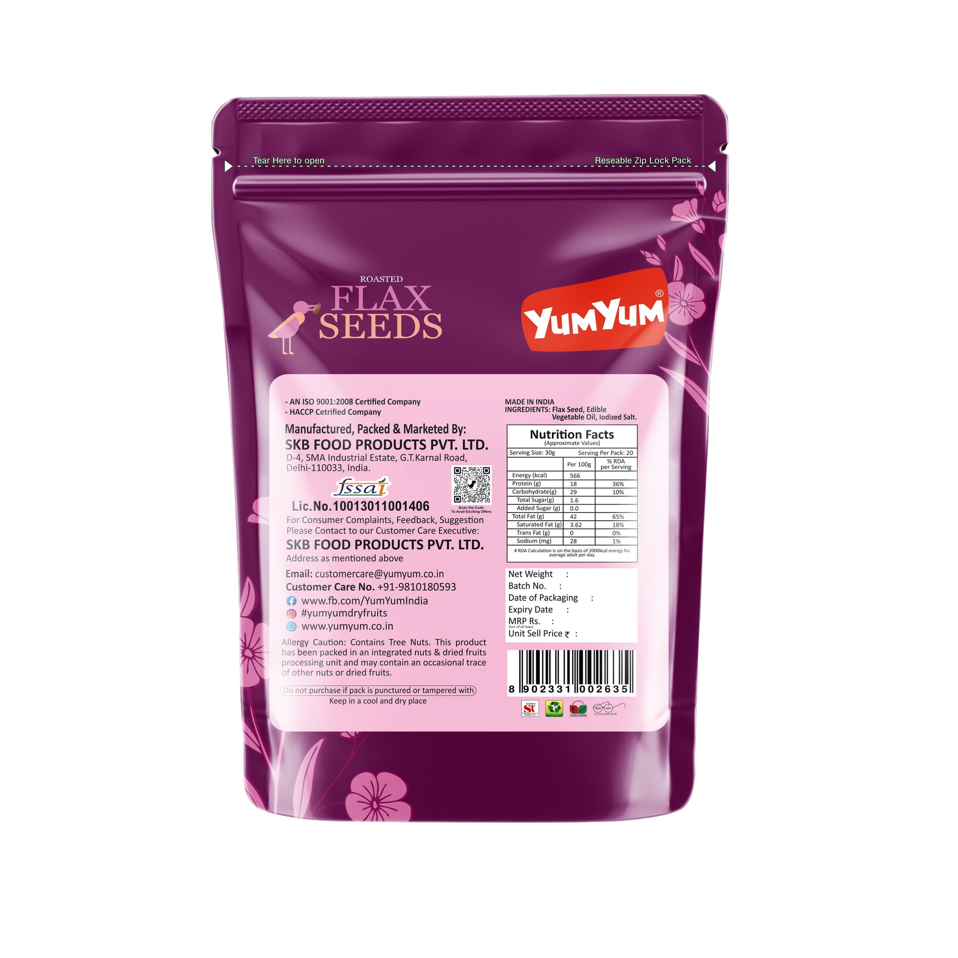 Yum Yum Roasted & Salted Flax Seeds Pouch  Grab2Buy Yum Yum Grab2Buy