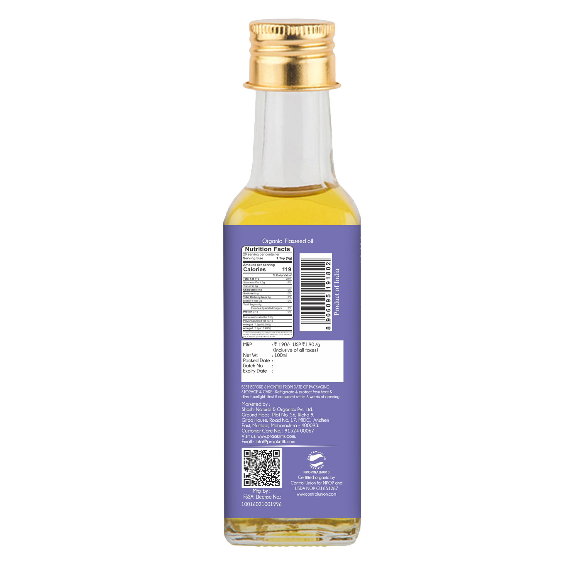 Praakritik Organic Flaxseed Oil 