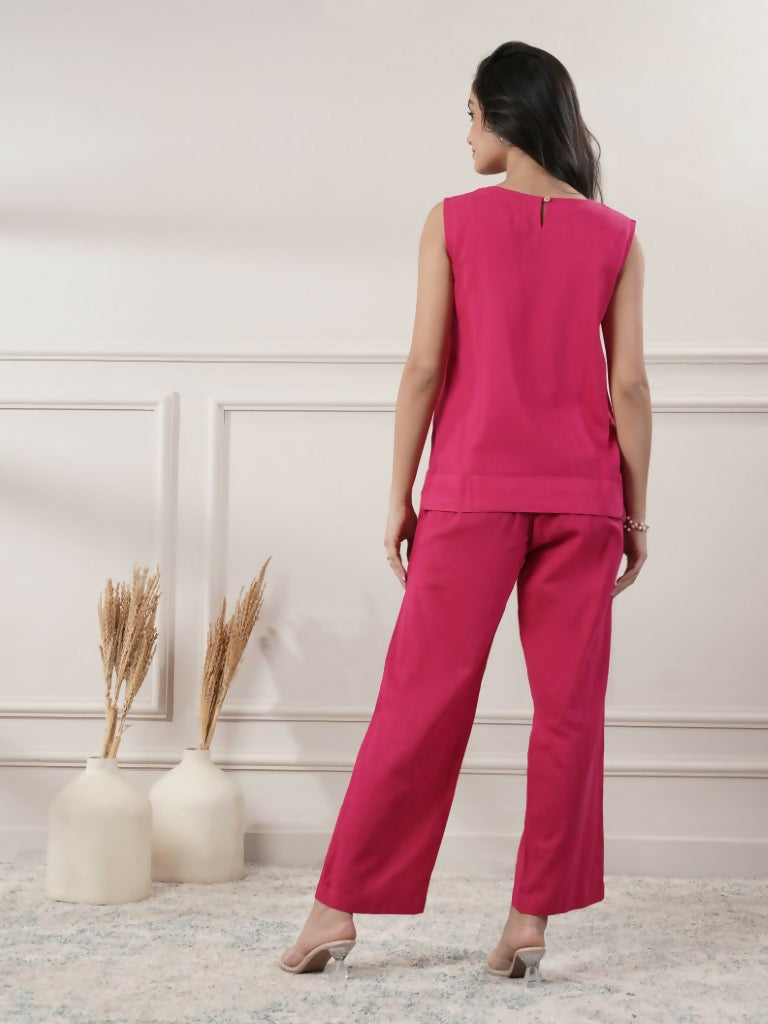 Joban Fashion Women's Fuchsia Cotton Yoga Set