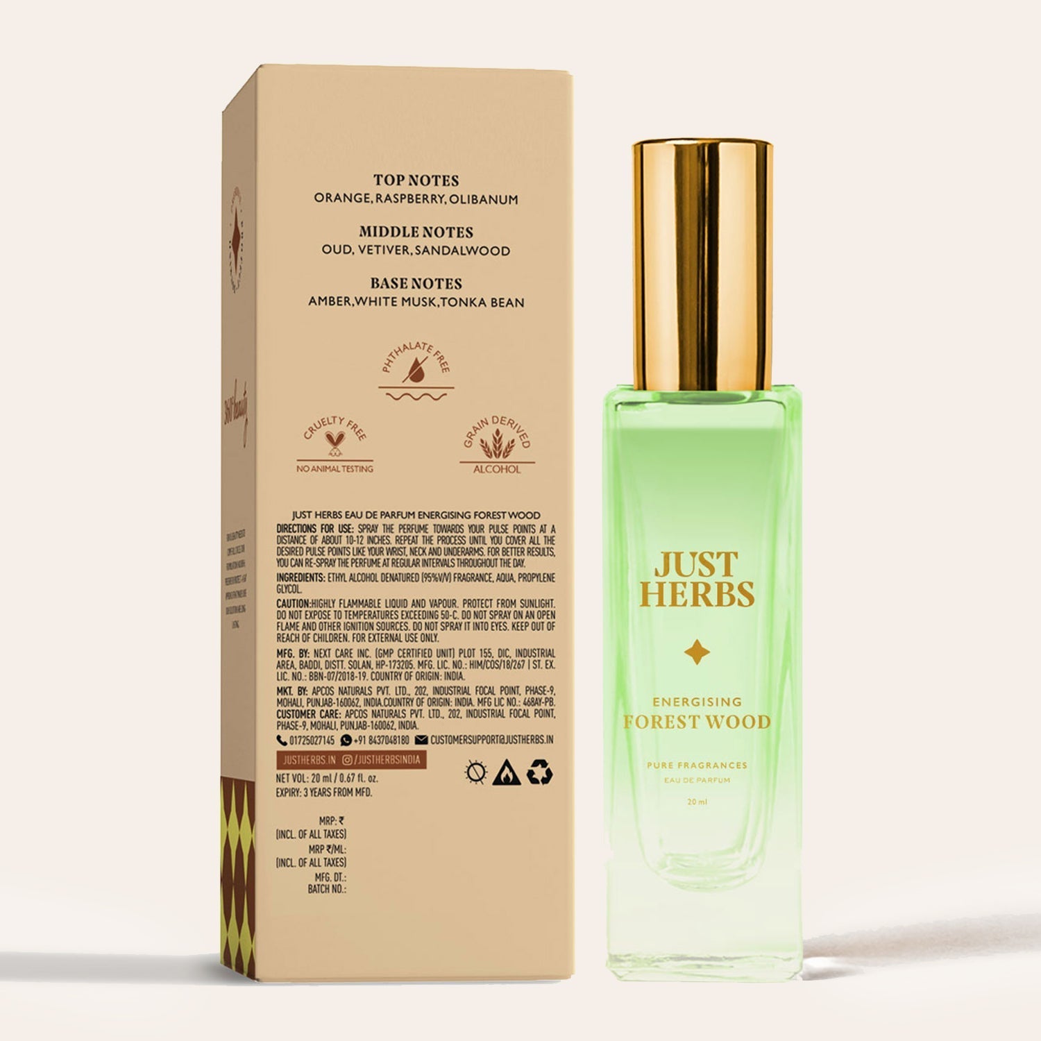 Just Herbs Energising Forest Wood Eau De Parfum - 20 ml 