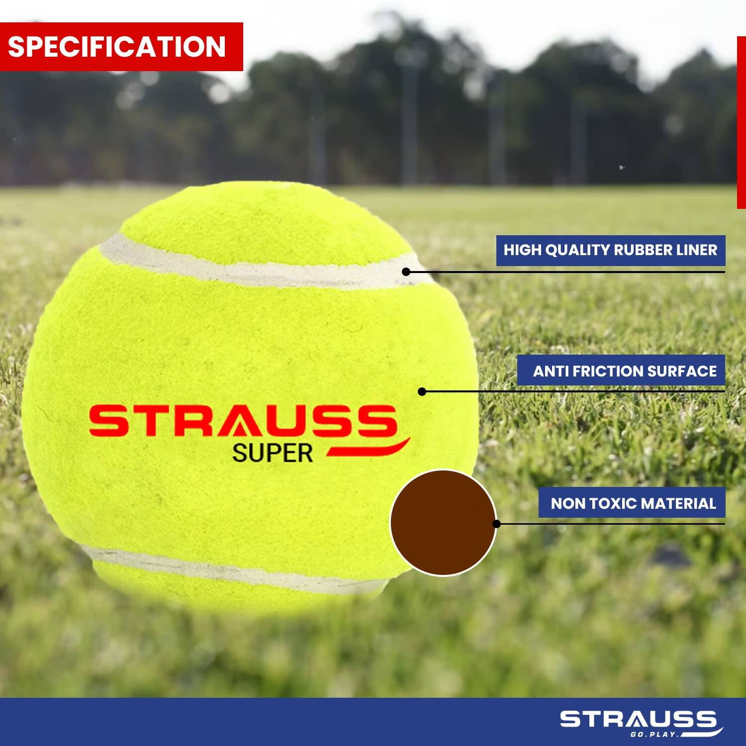 Strauss Cricket Tennis Balls - Yellow (Pack of 6) 