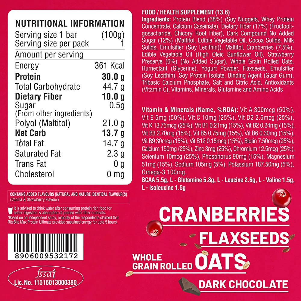 RiteBite Max Protein Ultimate Choco Berry Bar - Grab2buy