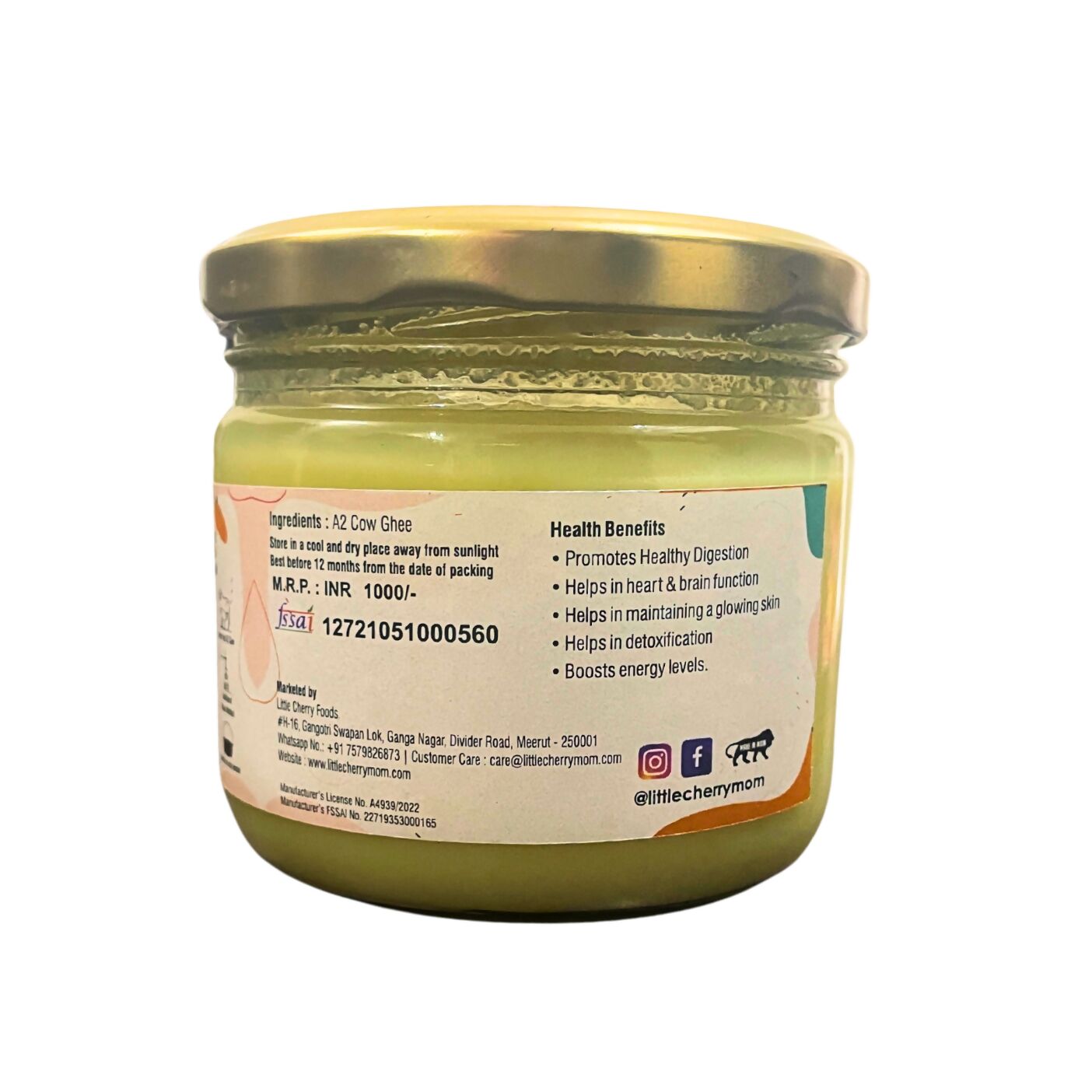 Littlecherrymom A2 Bilona Cow Ghee | Certified Pure Cow Ghee | Nutritious Organic Desi Ghee 