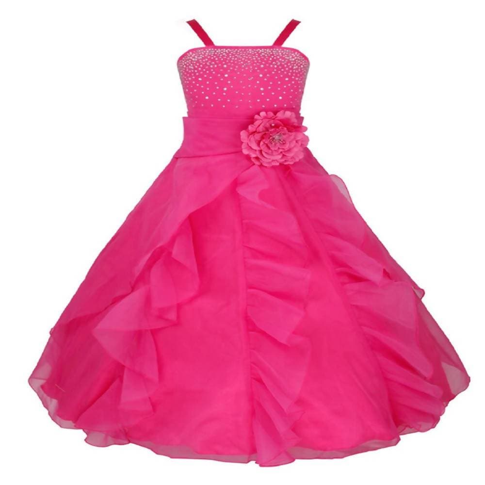 Asmaani Baby Girl's Pink Colour Satin A-Line Maxi Full Length Dress (AS-DRESS_22088) - Grab2buy