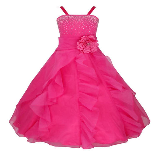 Asmaani Baby Girl's Pink Colour Satin A-Line Maxi Full Length Dress (AS-DRESS_22088) - Grab2buy