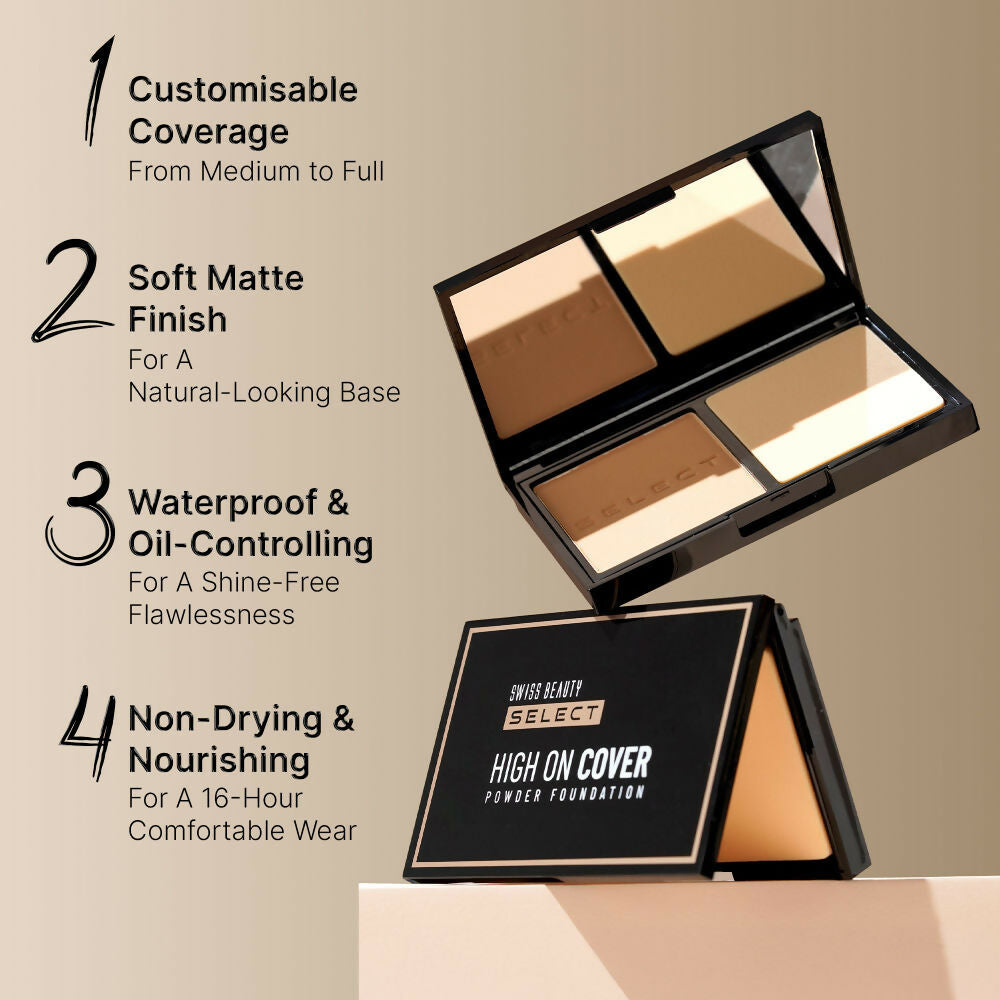 Swiss Beauty Select High On Cover Powder Foundation - 1 True Porcelain 