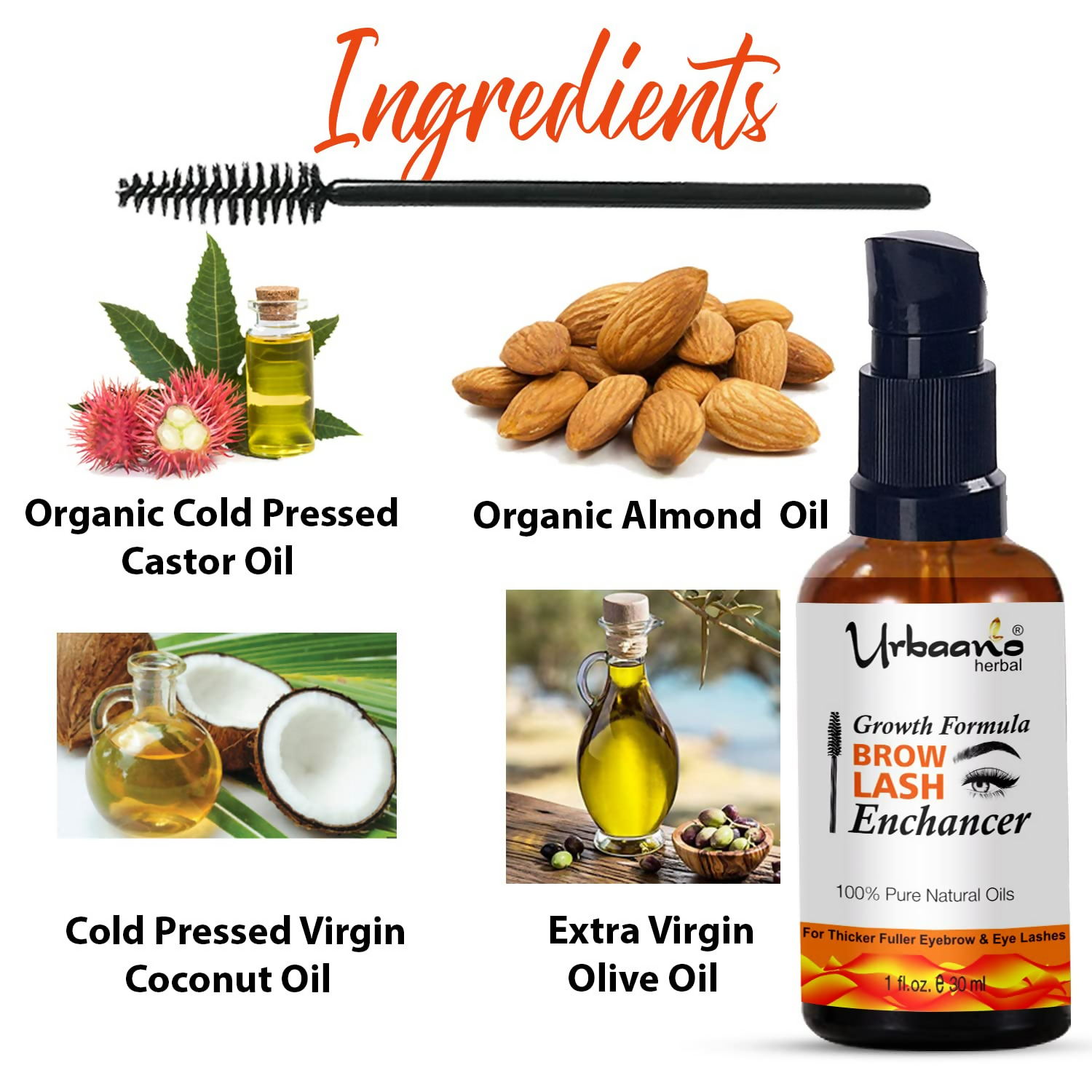 Urbaano Herbal Premium Eyebrow & Eyelash Growth Serum Oil  Grab2Buy Urbaano Herbal Grab2Buy