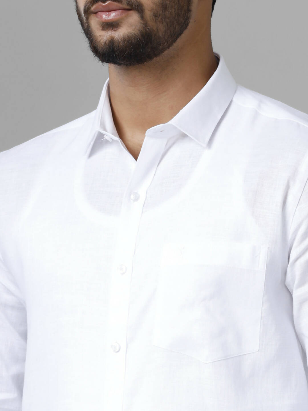 Ramraj Cotton Cotton Linen Full Sleeve White Shirt 