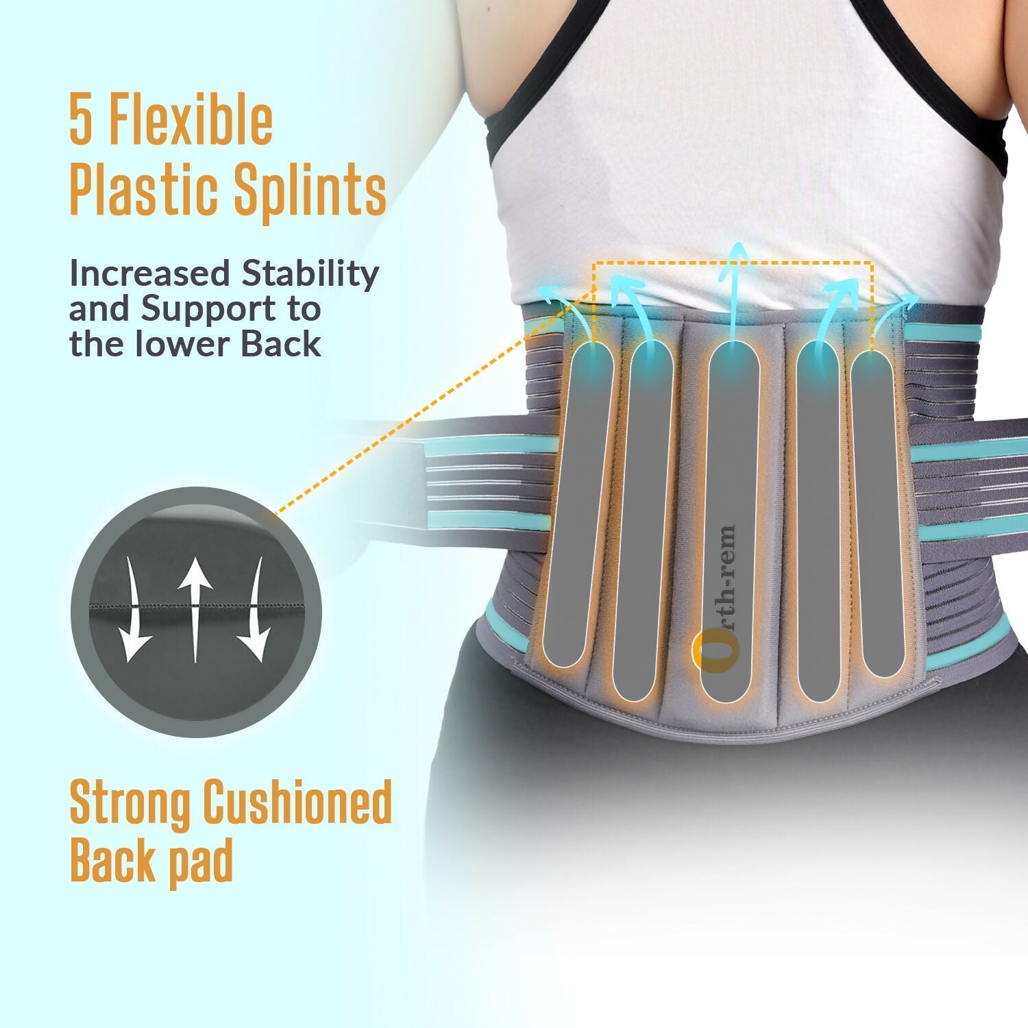 Orth-rem Back Support Brace For Men & Women Lower Back Pain Relief Belt 