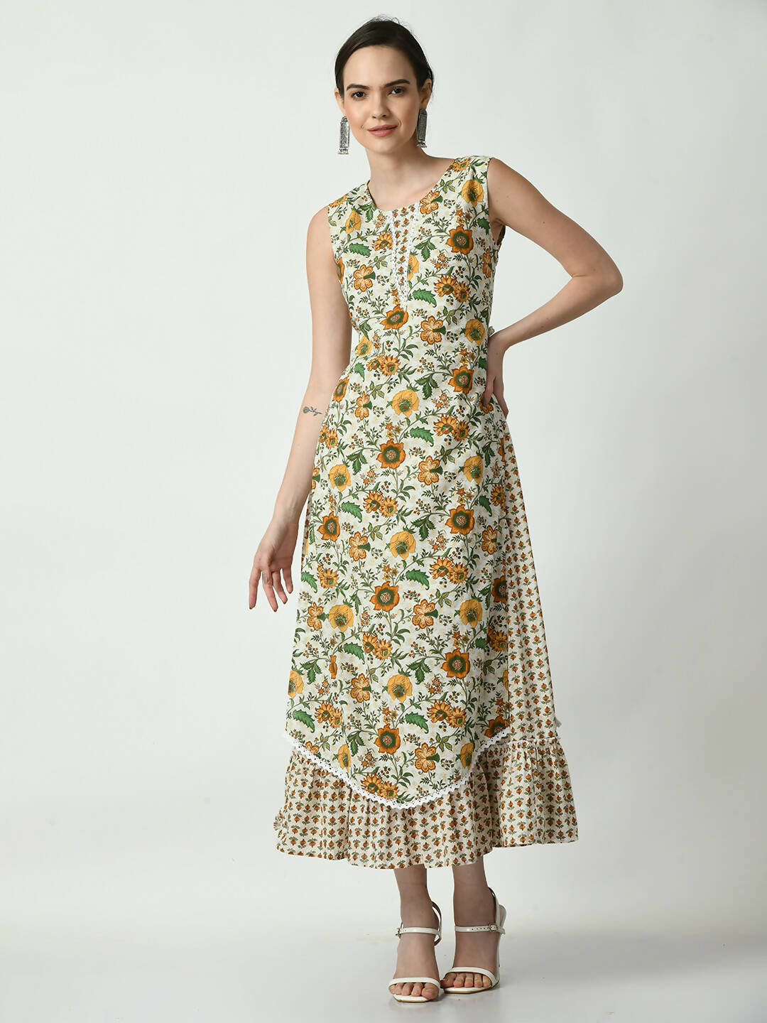 Myshka Women's Multi Floral Printed Gown Dress