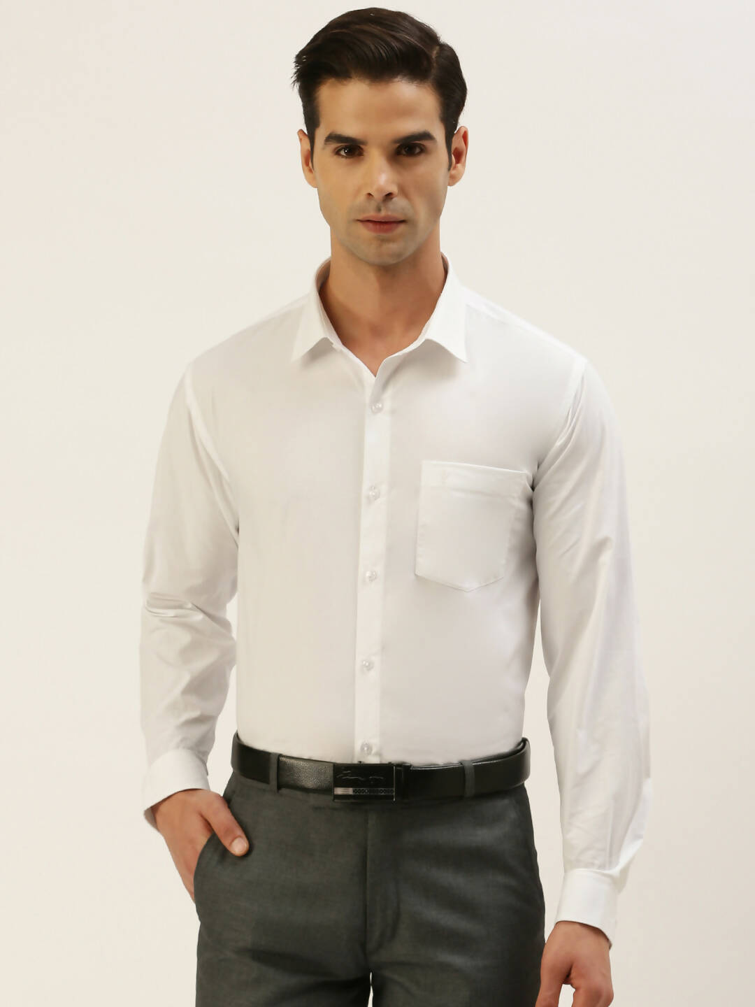 Ramraj Cotton Mens Full Sleeve Formal 100 % Cotton White Shirt 