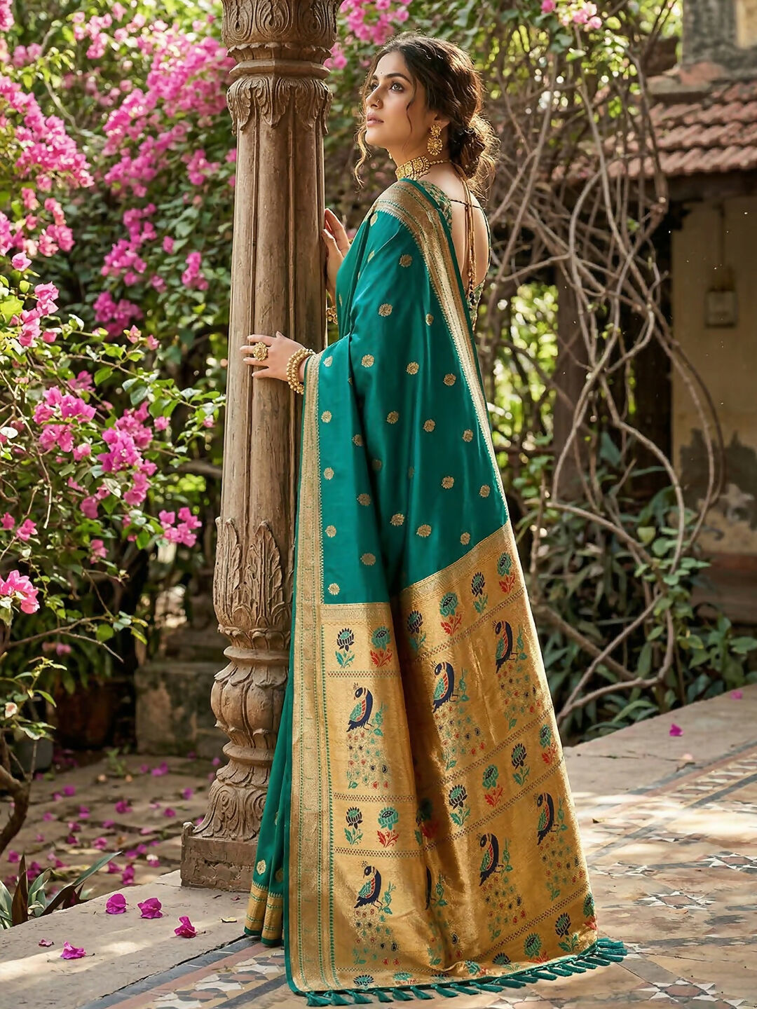 Shree Shyam Fashion Rama Green Soft Silk Saree