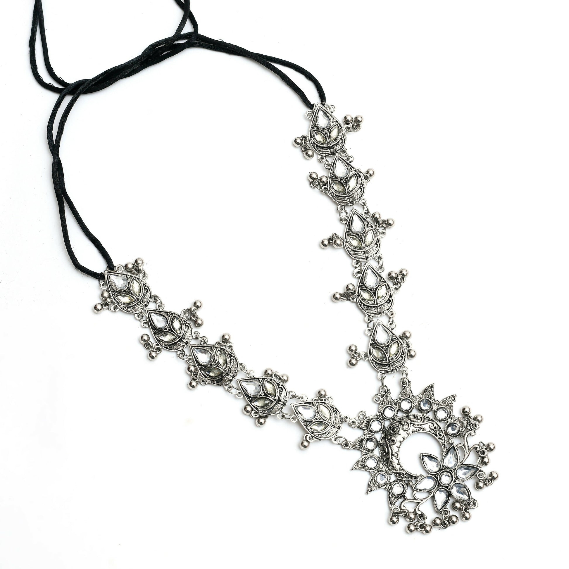 Mominos Fashion Johar Kamal Women Silver-Plated Brass Finish Rani Haar Statement Necklace - Grab2buy