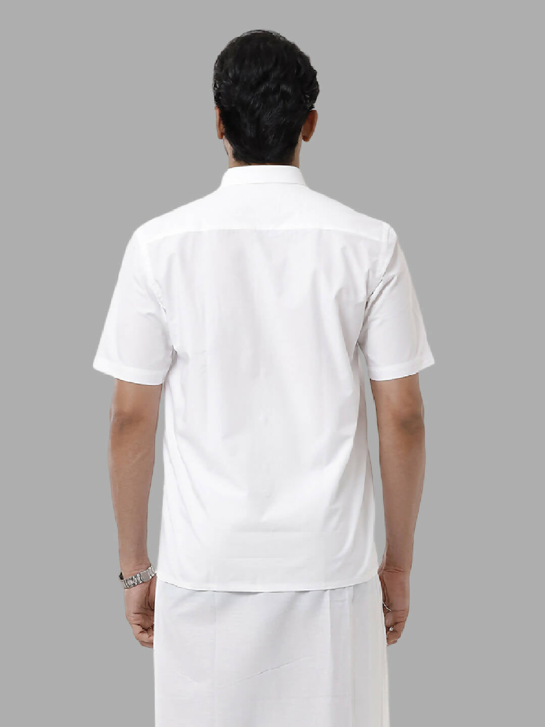 Ramraj Cotton Mens Half Sleeve Formal Poly Cotton White Shirt 