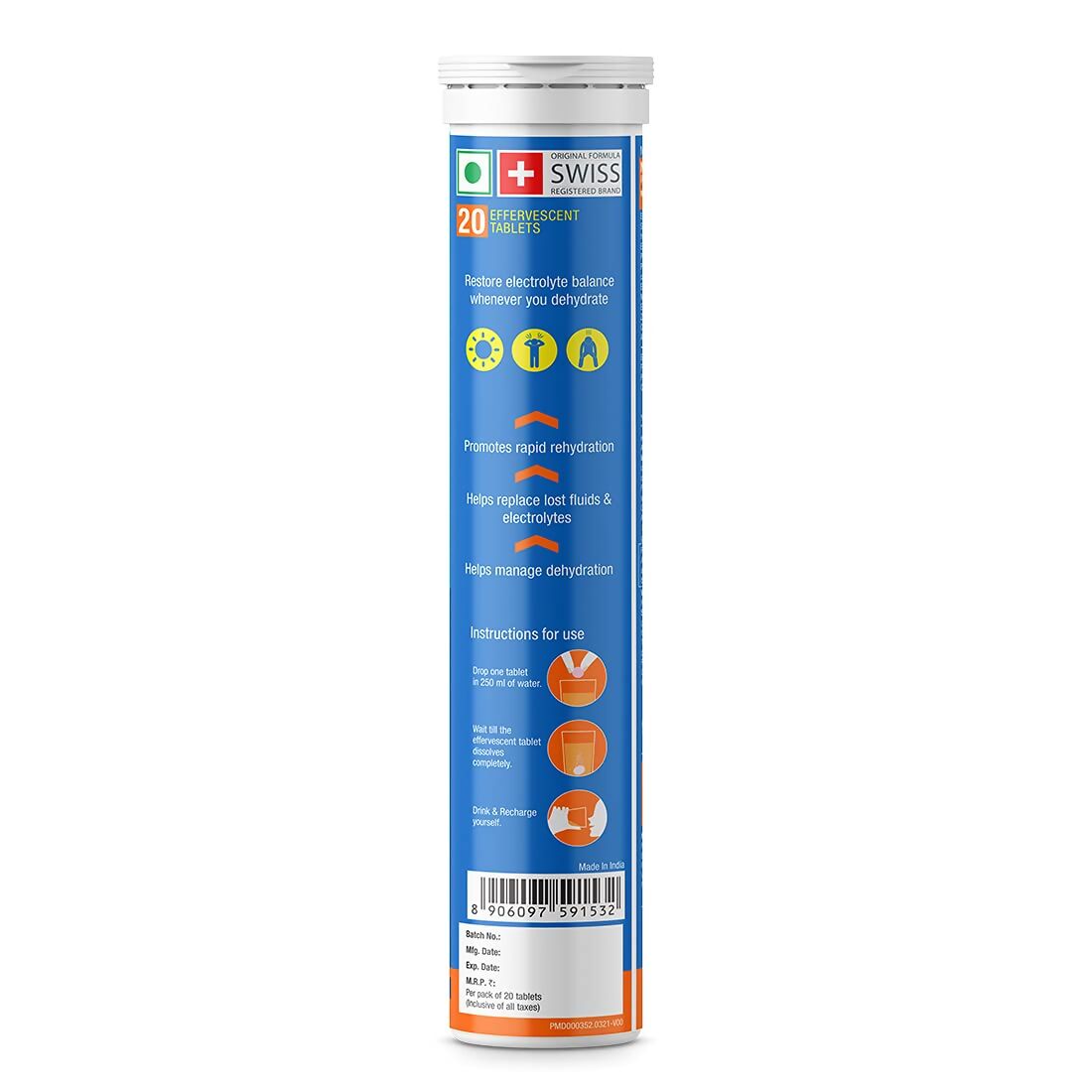 Fast&Up Reload O.R.S Effervescent Electrolyte Tablets - Orange 