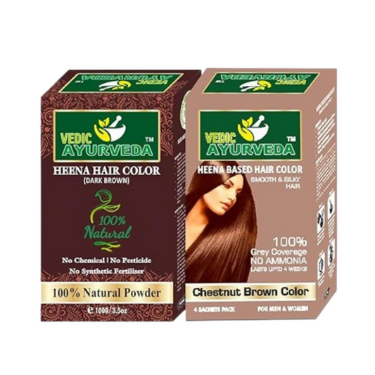 VedicAyurveda Henna Based Hair Colour - dark brown & Chestnut Brown  Grab2Buy VedicAyurveda Grab2Buy