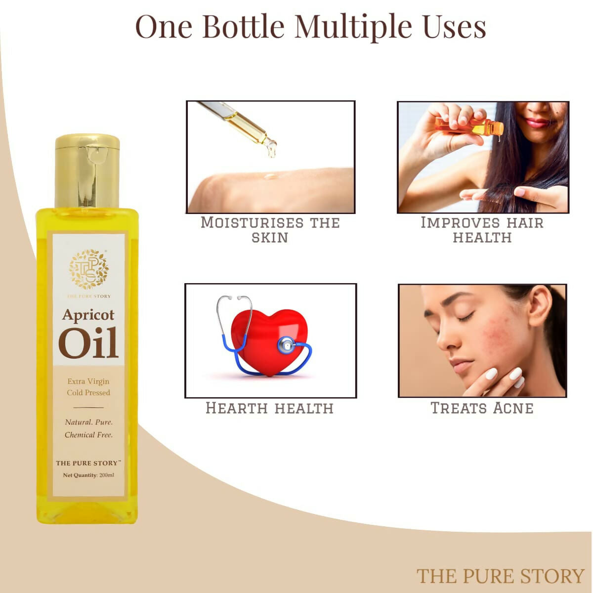 The Pure Story Natural Cold Pressed Apricot Hair Oil  Grab2Buy The Pure Story Grab2Buy
