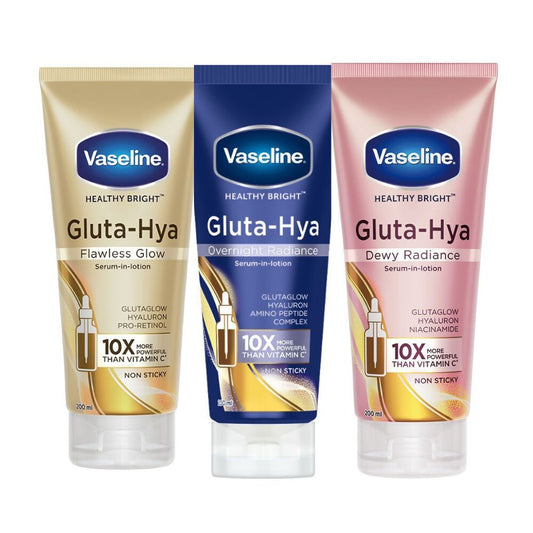 Vaseline Gluta Hya Serum-in-Lotion - Dewy Radiance, Overnight Radiance & Flawless Glow Combo - Grab2buy