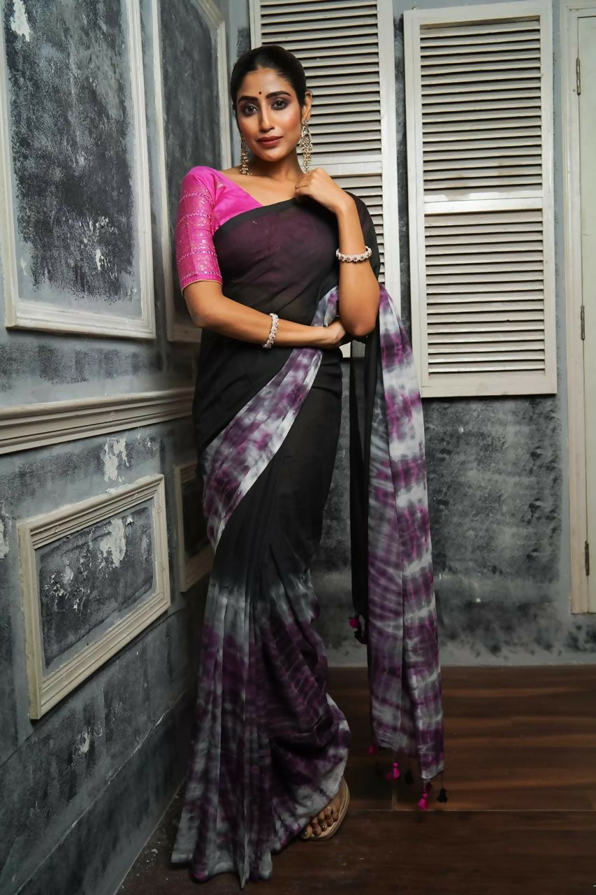 Exclusive Collection Black Violet Beautiful Super Soft Most Comfortable Pure Mul Cotton Grab2Buy 