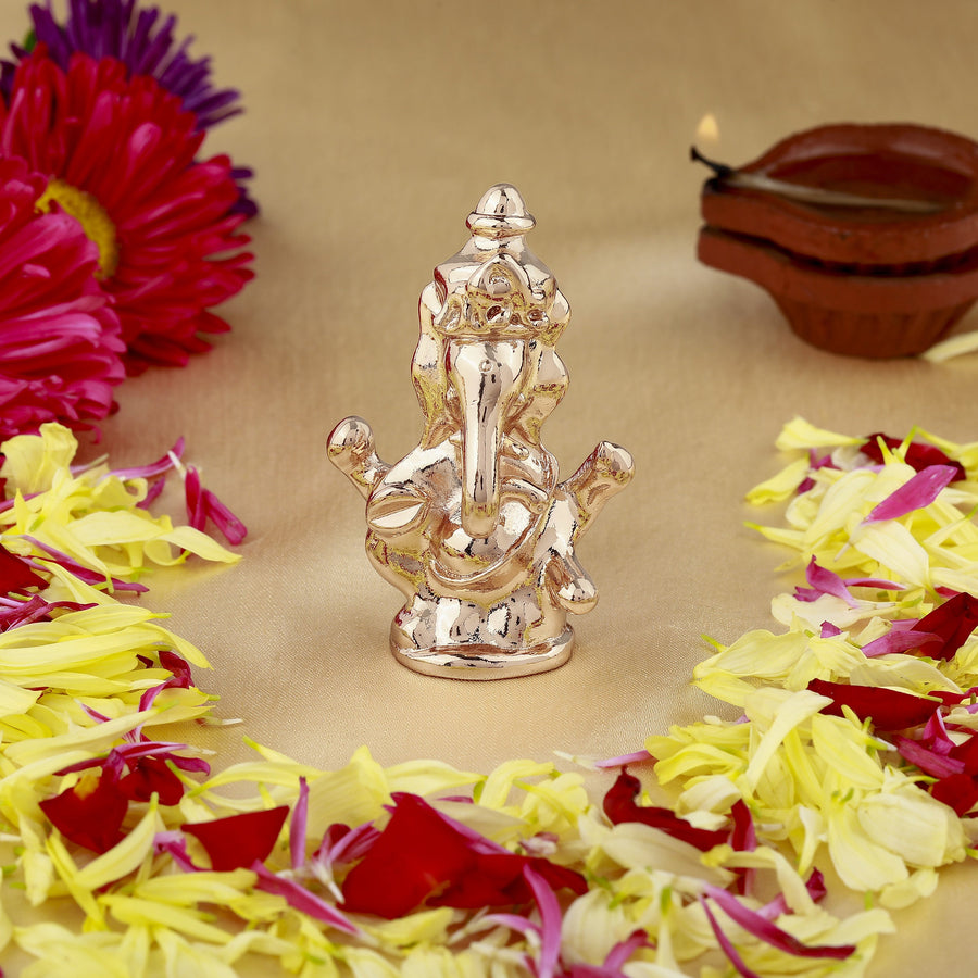 Estele Pink/Rose Gold-Polished Spiritual Lord Ganesha Idol for Gifts & HouseWarming/Home/Office Decors 