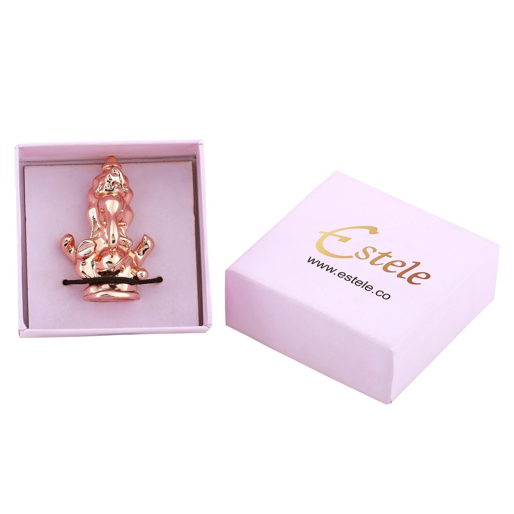 Estele Pink/Rose Gold-Polished Spiritual Lord Ganesha Idol for Gifts & HouseWarming/Home/Office Decors 