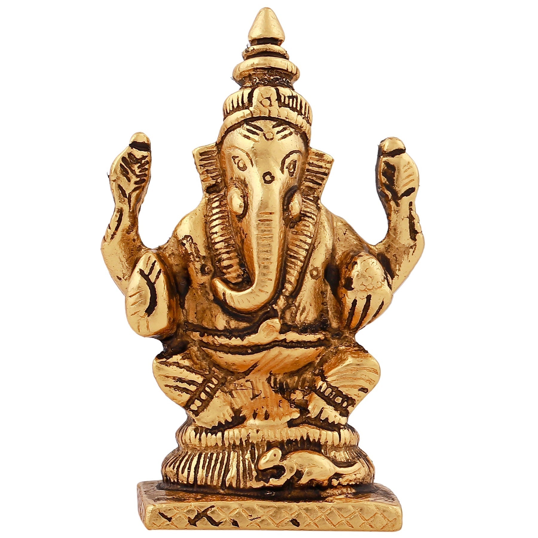 Estele Gold-Polished God of Wisdom Lord Ganesha Idol for Home/Office Decors 